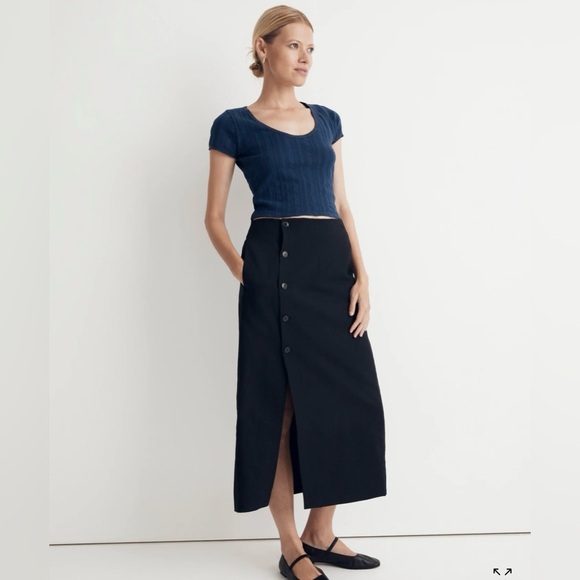 NWT Madewell Linen-Cotton Blend Wrap Midi Skirt Size 4 - Picture 4 of 11